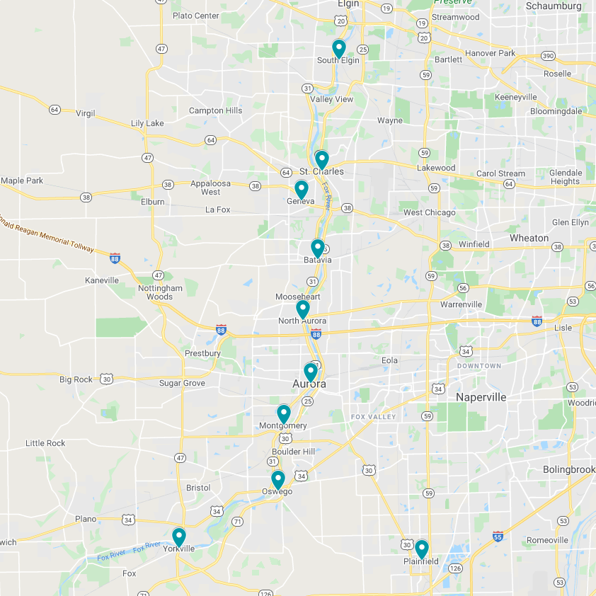 Kane and Kendall County map